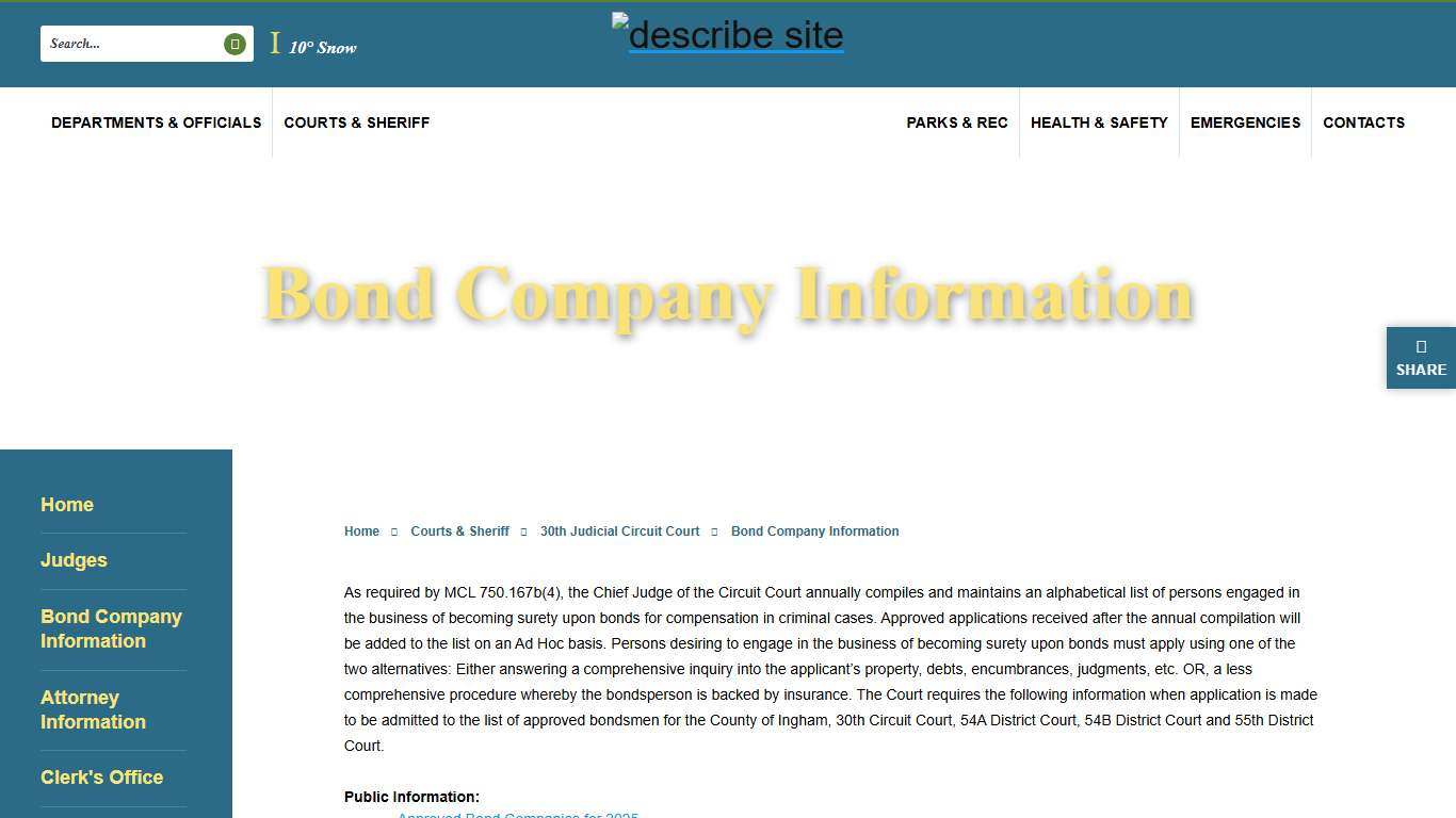 Ingham County - Bond Company Information